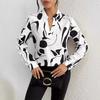 Women's Elegant V-Neck Shirt Casual Print Long Sleeve Shirt for Spring