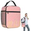 Süßer Streusel Pink Mit Pastellfarbenmuster Isolierte Lunchtasche für Damen Kinder Tragbare Lebensmittelboxen Thermische Lunchbox Tragetasche