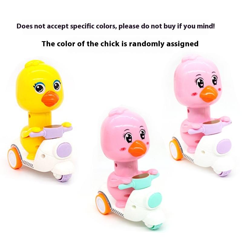 Push The Little Yellow Duck Cartoon Inertia Pull Back Motorcycle Children's Toy