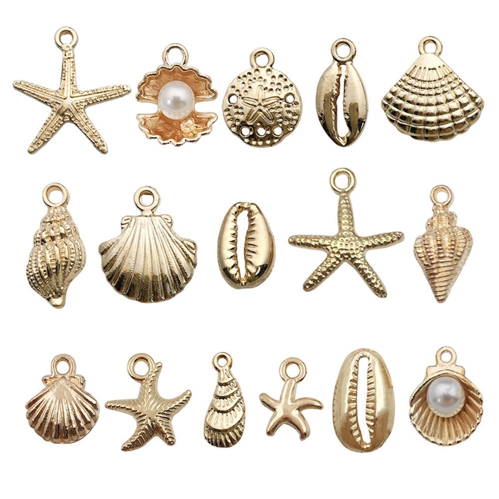 Mix 100-Piece Starfish, Turtle, Seahorse, Dolphin Pendant Set for DIY Jewelry - Bracelets, Necklaces, Earrings