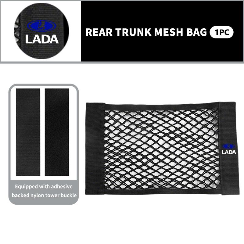 Car Trunk Elastic Mesh Fixed Straps Storage Net Bag Seat Back Fixing Bag Accessories For Lada Xray Granta Priora Sedan Sport