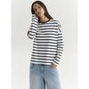 T-shirt da donna a maniche lunghe minimalista, tessuto morbido di alta qualità, silhouette ampia e squadrata per il comfort di tutto il giorno