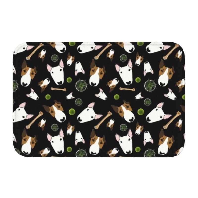 Starry Night Oil Painting Bull Terrier Carpet Mat Anti-Slip Rubber Backing Rug for Pet Lover Home Decoration Artistic Anime Rug