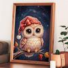 Framed Pearl Bead Painting Kit Christmas Owl Design DIY Shiny Canvas Art Relaxing Craft Gift for Craft Lovers Creative Wall Decor Projects