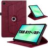 Case for Samsung Galaxy Tab A11 Plus / A9 Plus, 360° Rotating Case Red Leather Effect Tree Pattern
