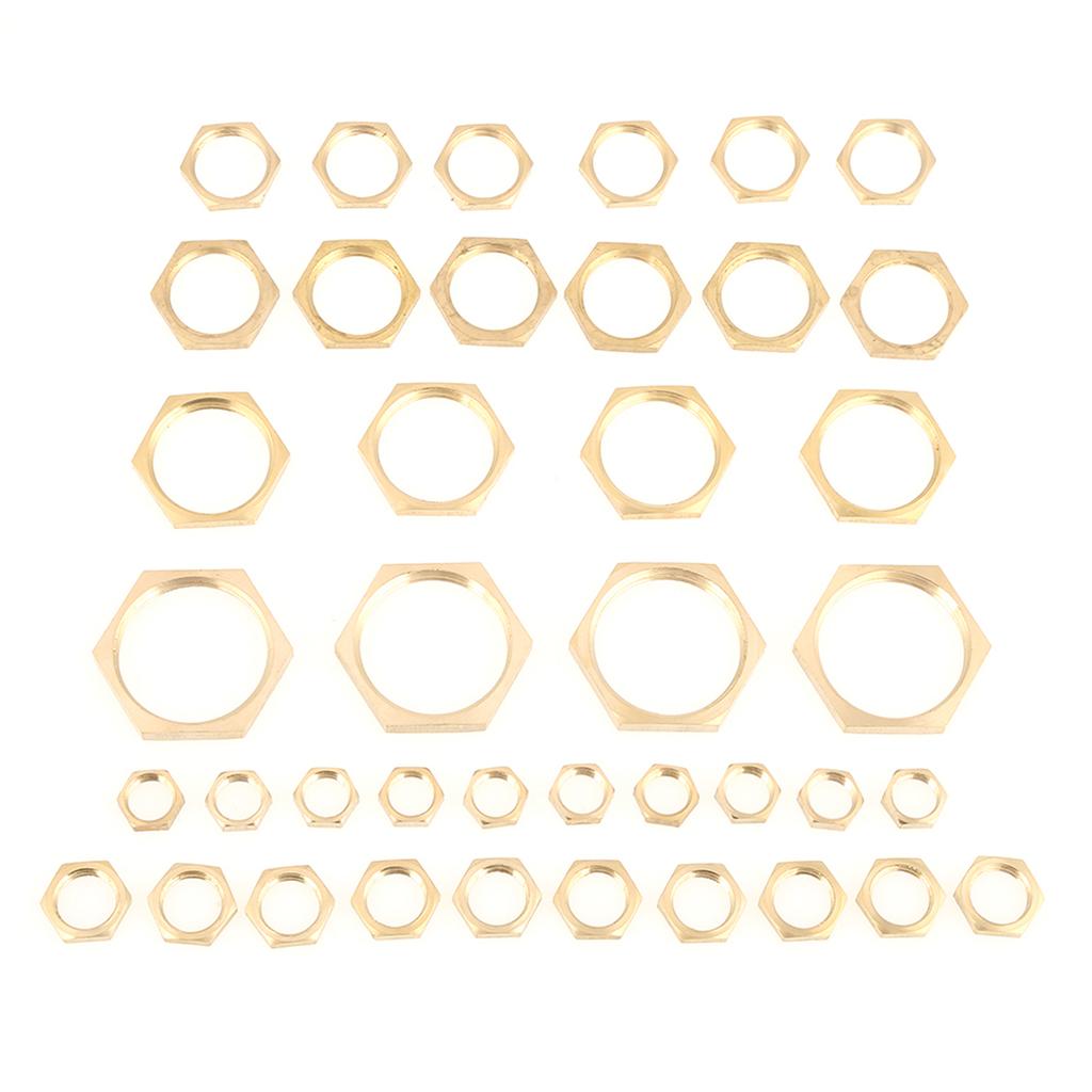 40pcs G18 G14 G38 G12 G34 G1 Thread Pipe Fitting Brass Hex Lock Nuts Thin Nut