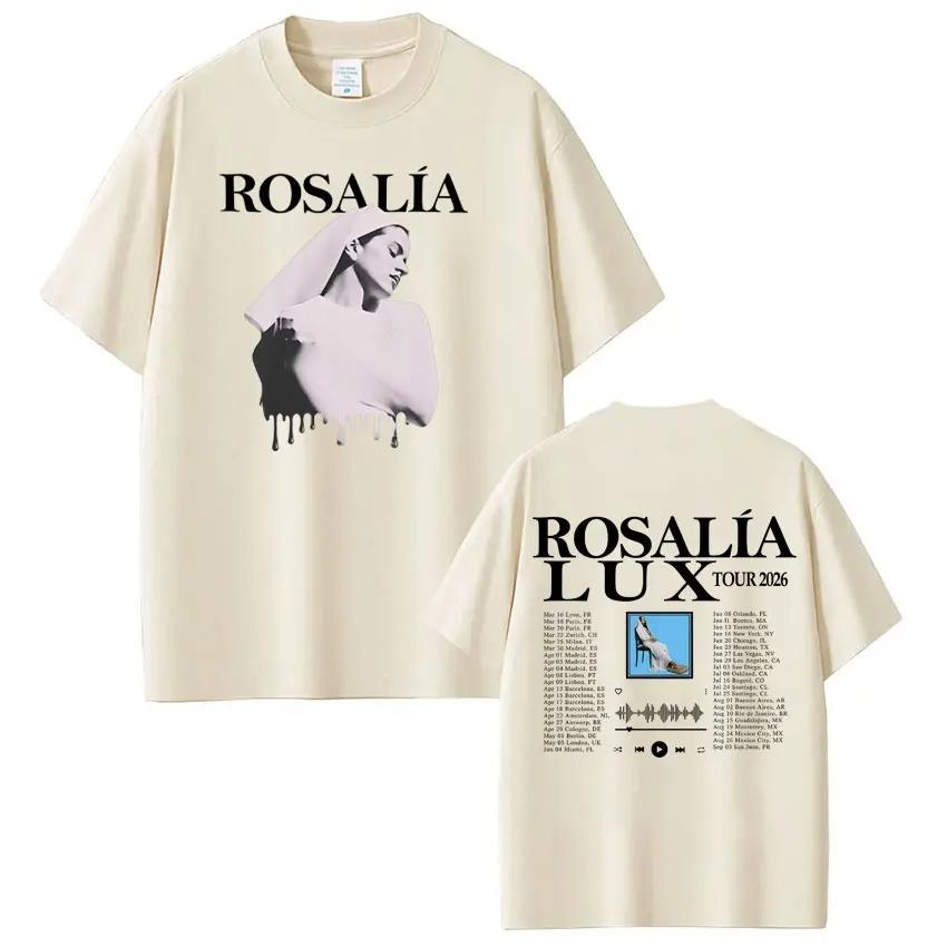 Singer Rosalía LUX Tour Concert Album 2026 Printed TShirt Unisex Trendy Fashion Short Sleeve Vintage Loose TShirt