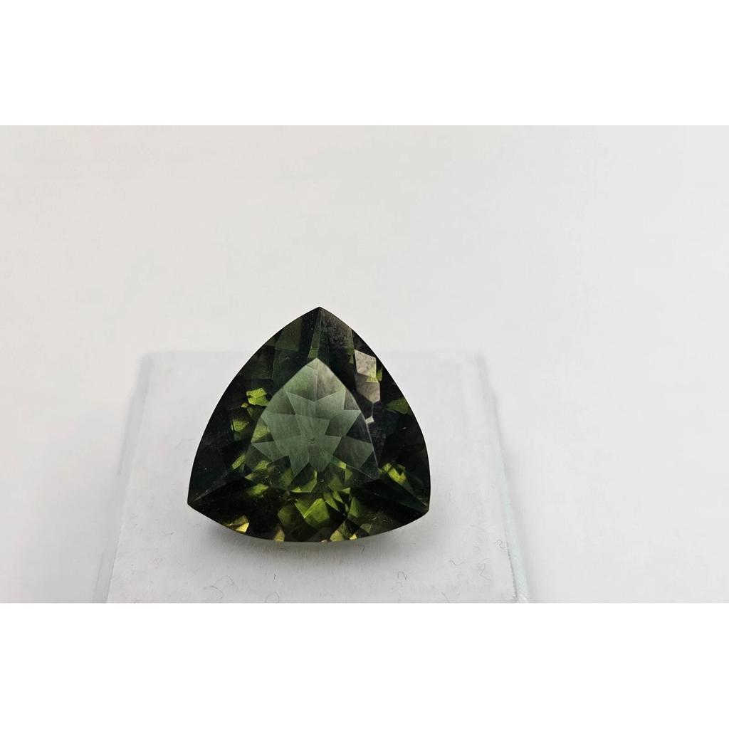 Fabulous Natural Green Moldavite 11-12 Ct Trillion Cut Certified Loose Gemstone