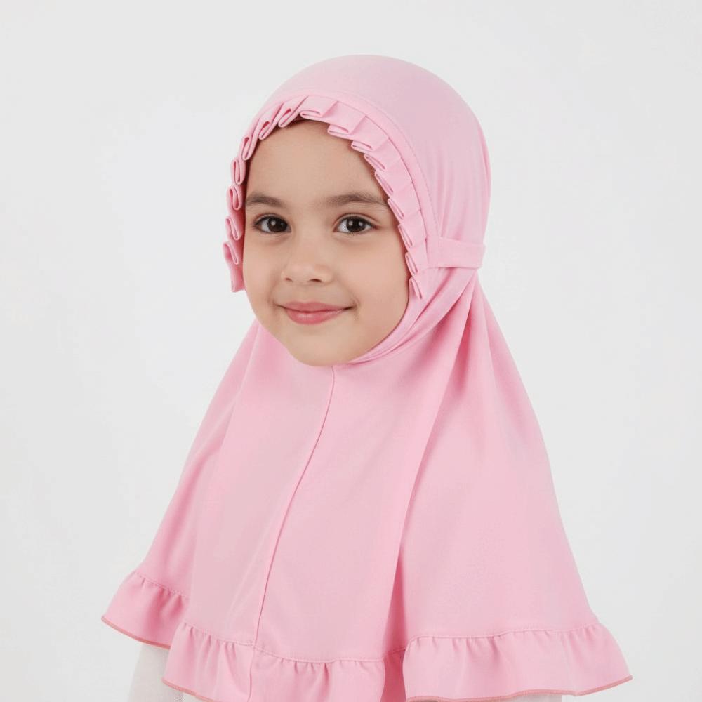 Solid Color Girls Muslim Hijab Crinkles Texture Floral Islamic Head Scarf Hair Accessories