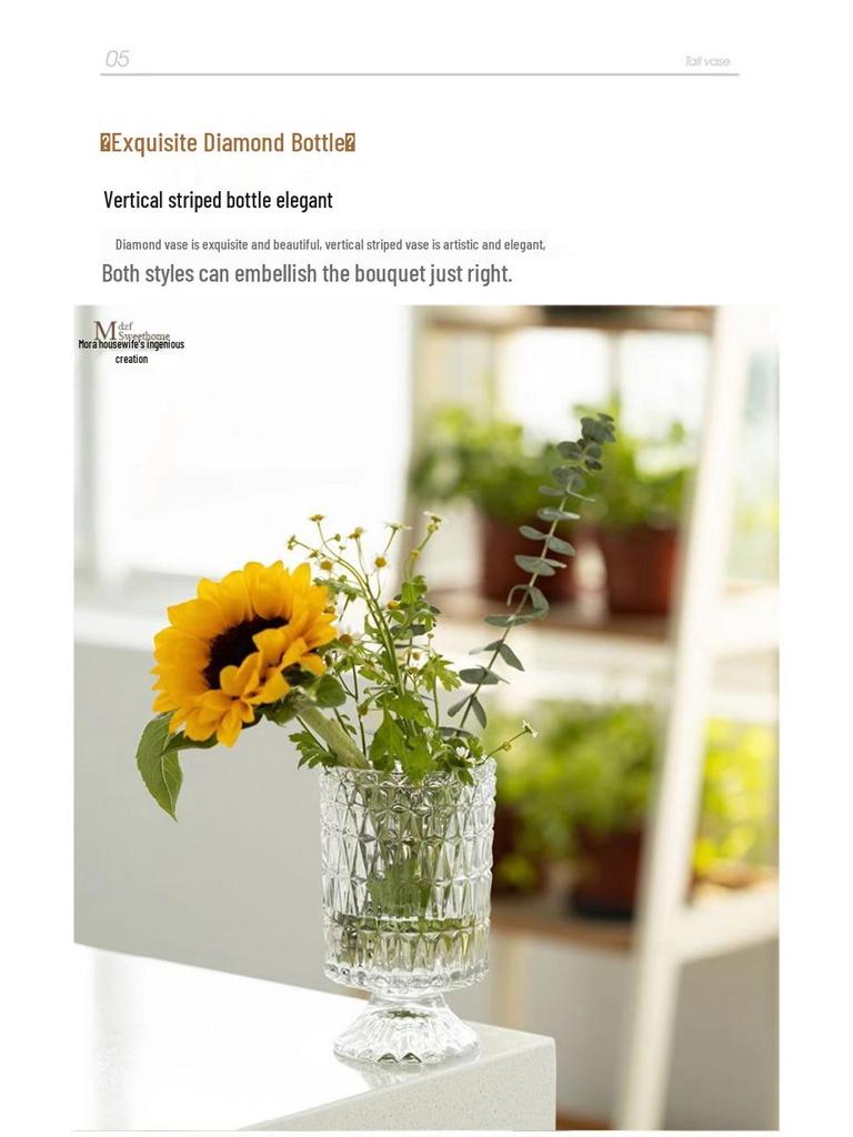 Europäische Hochfuß-Glasvase: Kreatives hydroponisches transparentes Design für elegante Heimdekoration