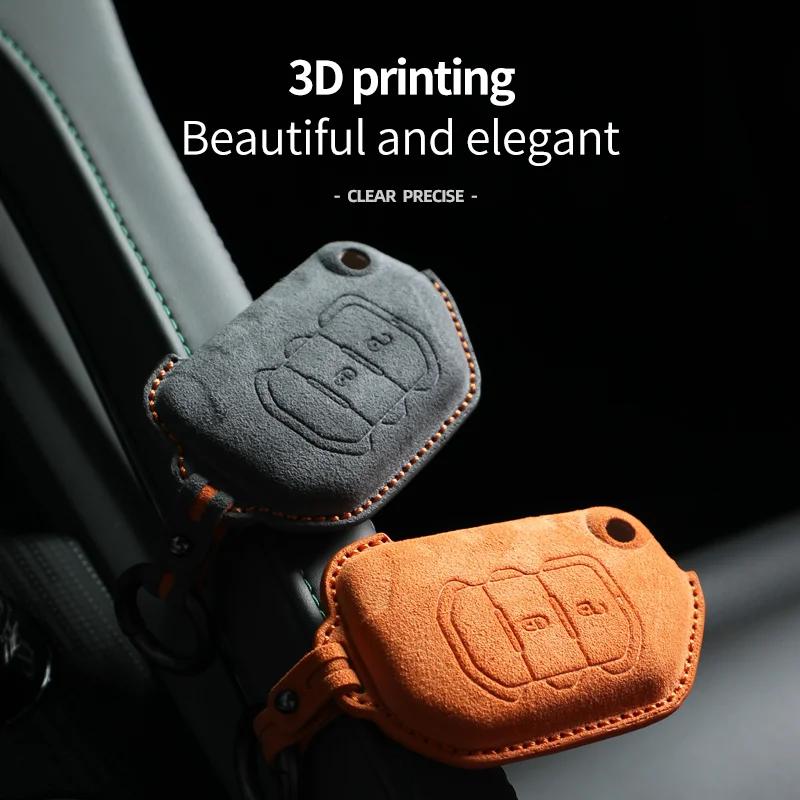 Interior Mouldings Car Remote Key Case Cover Shell For Jeep Wrangler JL JK JLU XD Gladiator JT Protector Suede Alcantara Accesso