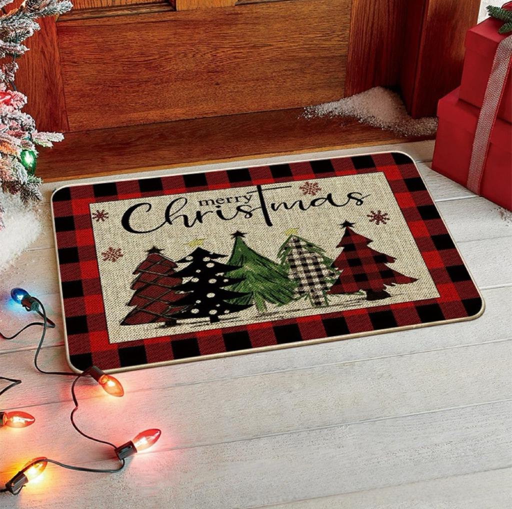 Merry Christmas Tree Snowflake Red Carpet Party Living Room Sofa Bedroom Bedside Study Entrance Door Rug Non-slip Home Decor Mat