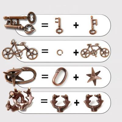 Yousheng 4Pcs Metal Brain Teaser Puzzle Lock Educational 3D Lock Game Kids Adults Mind Logic IQ Test Unlock Interlock Toy Toddlers Boys Girls Gift