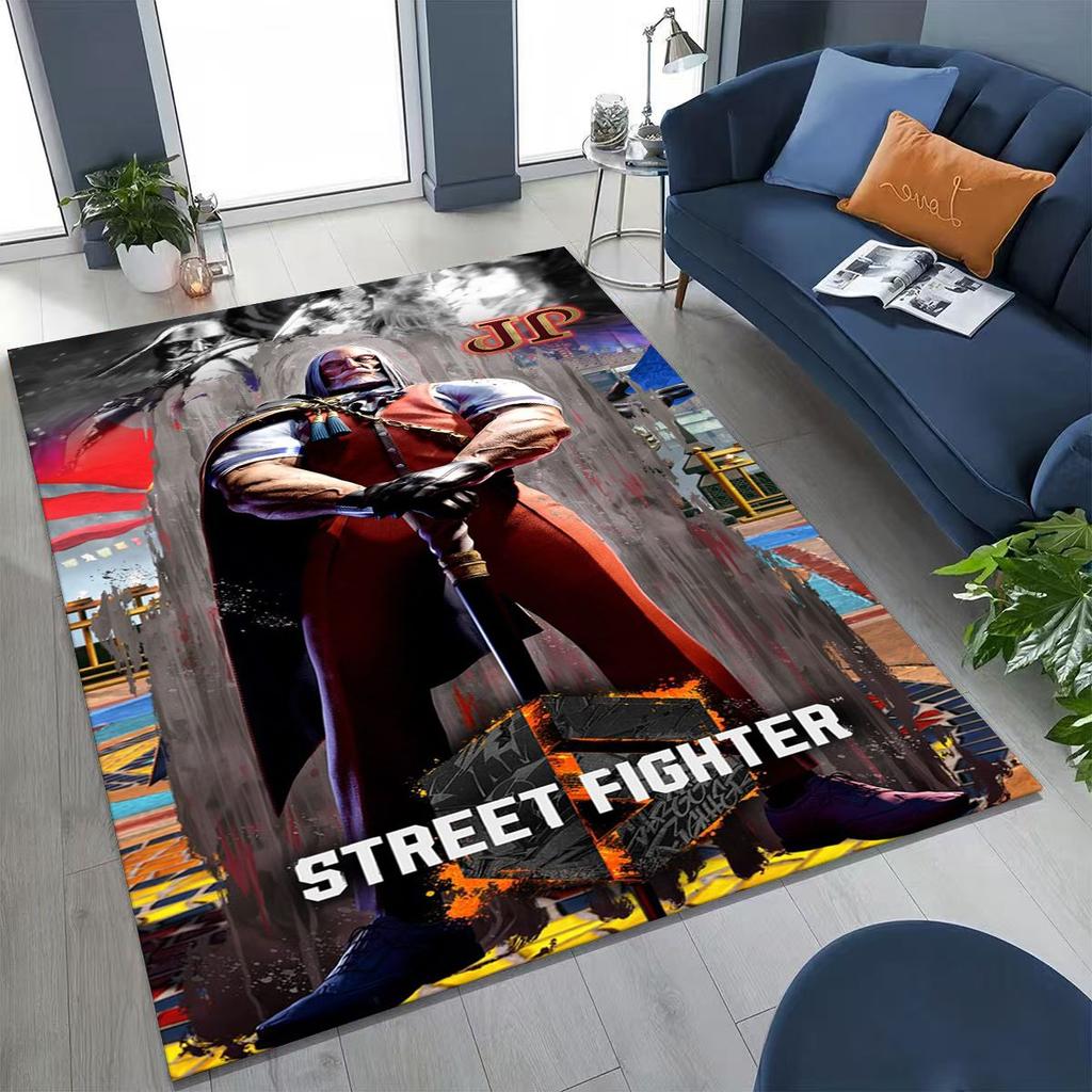 Retro Street Fighter 6 Characters Game Chun-Li Cartoon Rug for Bedroom Living Room Sofa Home Doormat Decor,Non-slip Floor Mat