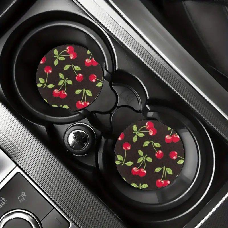 2pcs Cherry Car Cup Holder Mat, Car Cup Holder Mat Beverage, Cute Car Accessories, Unisex