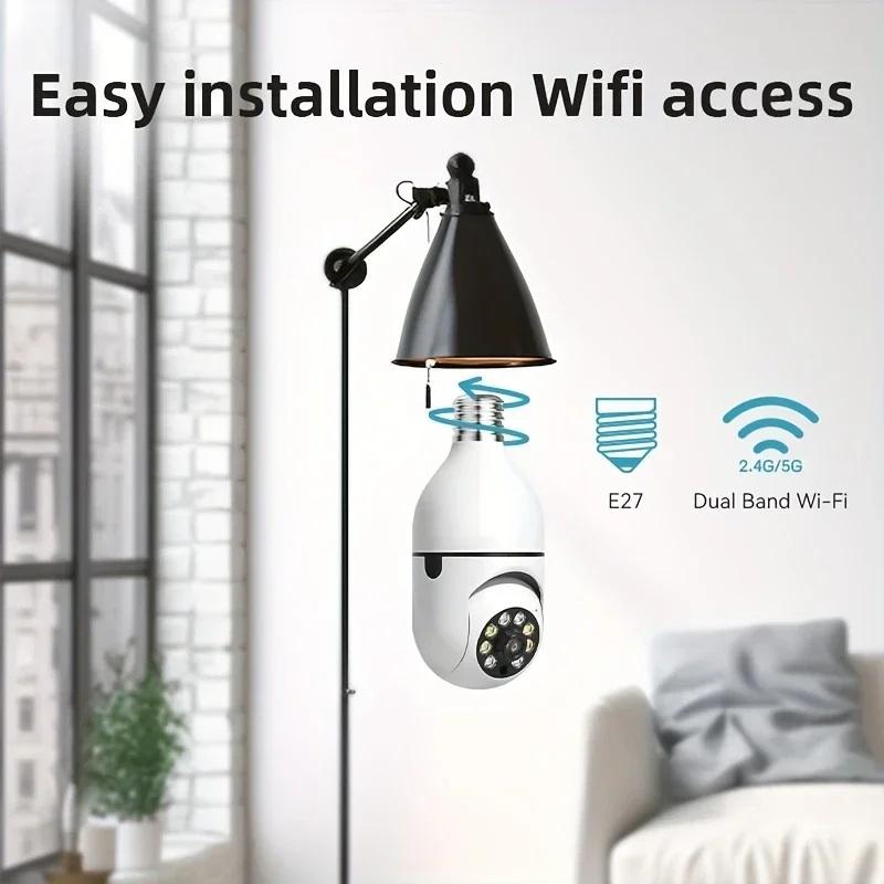 Bulb E27 Surveillance Camera Full Color Night Vision Automatic Human Tracking Zoom Indoor Security Monitor Wifi Miini Ip Camera