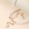 1Set Women Bridal Wedding Party Imitation Pearl Rhinestone Necklace Earrings Jewelry Set