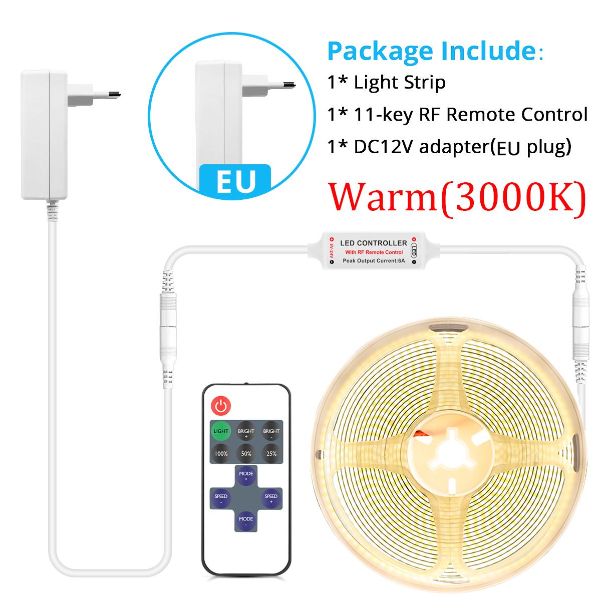 

DC 12 В COB светодиодная лента бар RF затемняемая подсветка лампа лента для кухонного шкафа автомобильный декор с вилкой европейского стандарта 2M-EU Plug