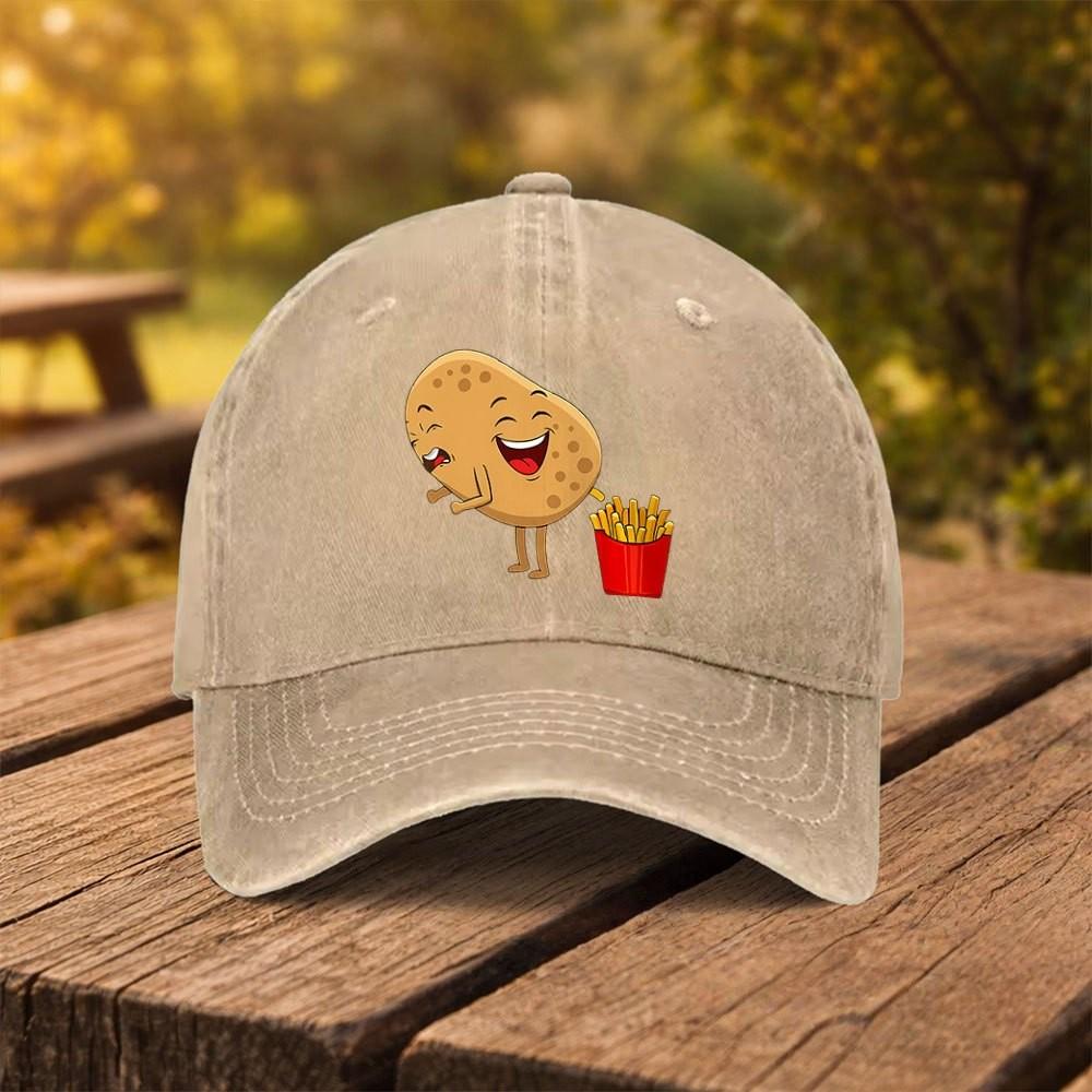 Funny Potato Farting French Fries Baseball Cap Washed Cotton Adjustable Outdoor Sports Hat