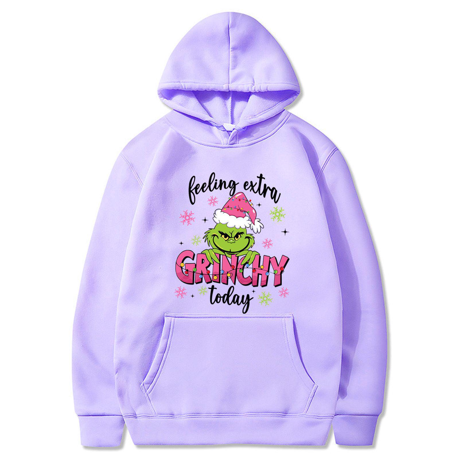 New Autumn/Winter Couple s Christmas Print Loose Hoodie Small