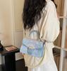 Sweet Butterfly Embroidery Shoulder Bag for Women Square Crossbody Bag Versatile Flap Handbag Purse