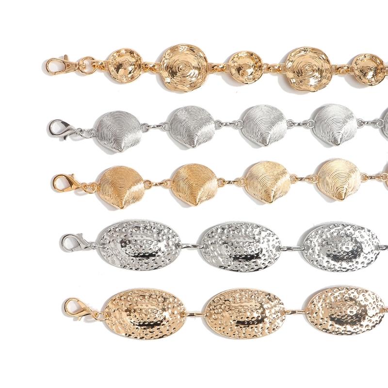 Geometric Sea Shell Design Waist Chain Adjustable Length Chain Belt For Women Teens Dress Pants Fashion Accessories
