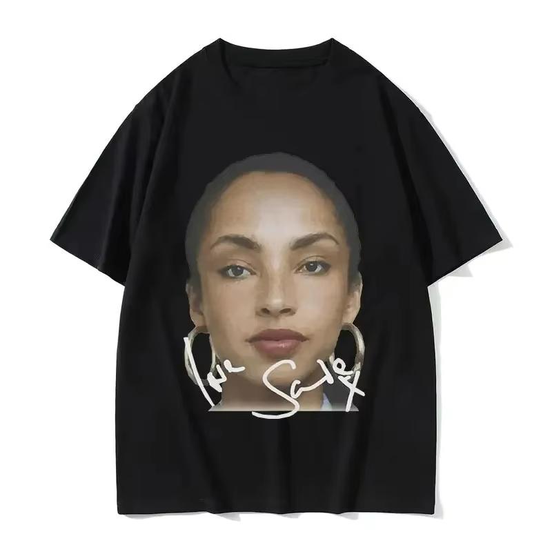 

90s Singer SSade Print Graphic T Shirt Unisex Women Summer Hip Hop Vintage Tshirts Streetwear Y2K Tshirt M