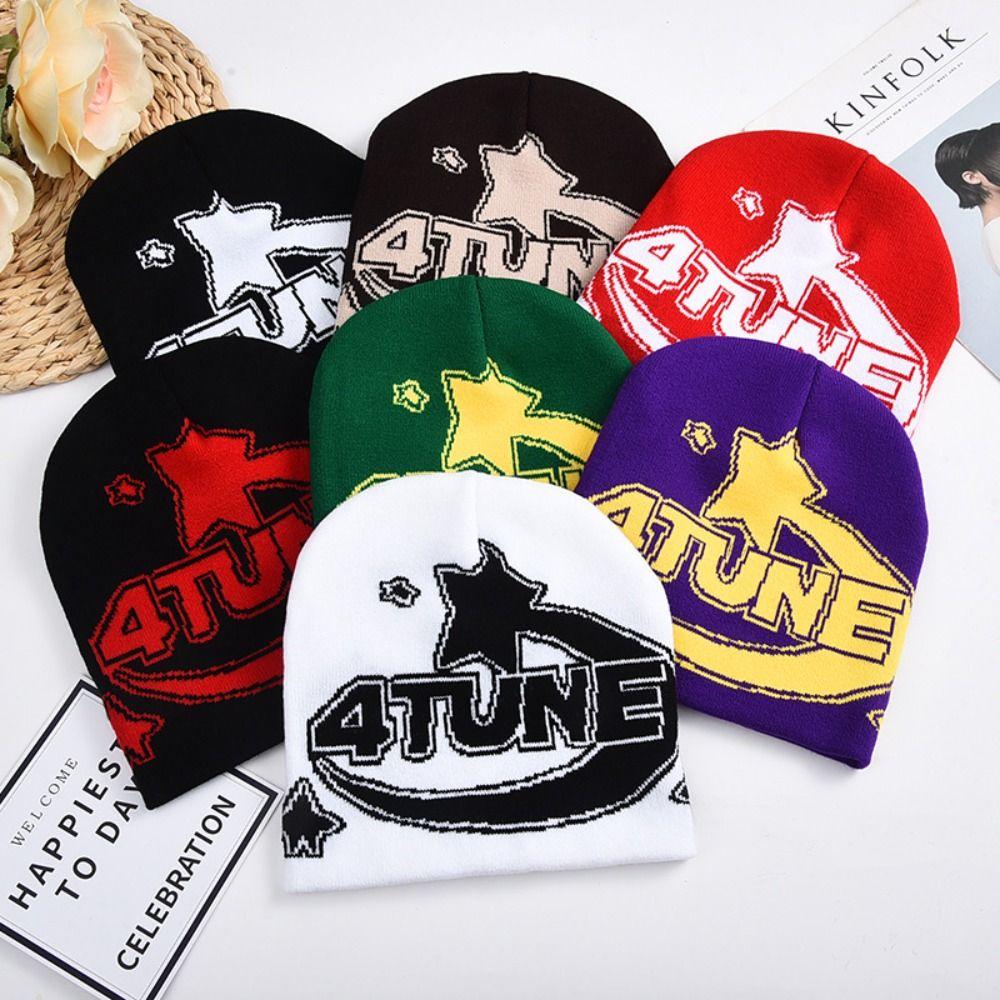 Elastic Beanies Cap Thickened Jacquard Hat Fashion Knitted Hat  Men Women