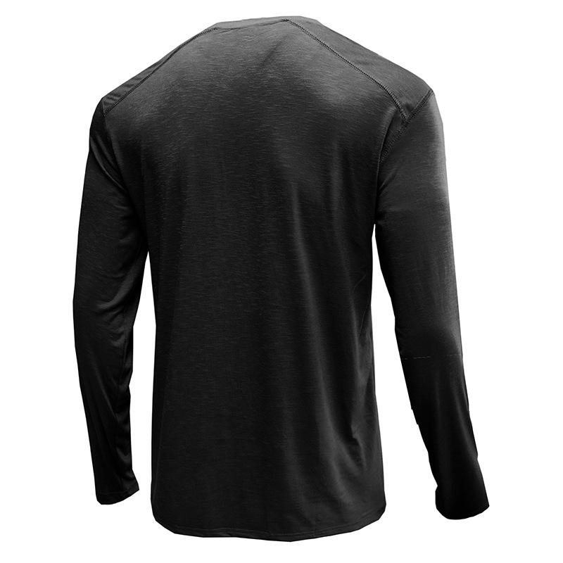 Herren Langarm Drei-Knopf Henry-Shirt
