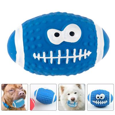 Squeaky Dog Toys Soft Latex Balls For Small Medium Large Dogs Rugby Football Pet Toy Dog Interactive Chew Toy Ball