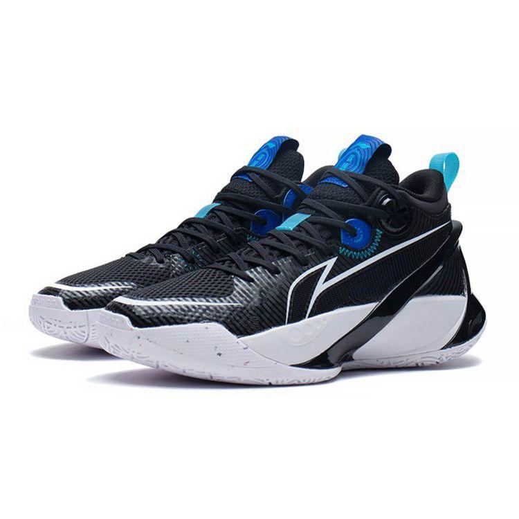 Li Ning Sonic 10 V1 High-Top Basketball Shoes Kids Sneakers Black White Blue YKBS022-5