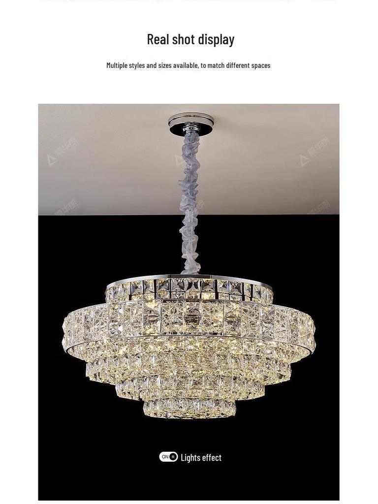 2025 Romantic Crystal Petal Chandelier - Cream Style, Warm Luxury for Living Room/Bedroom
