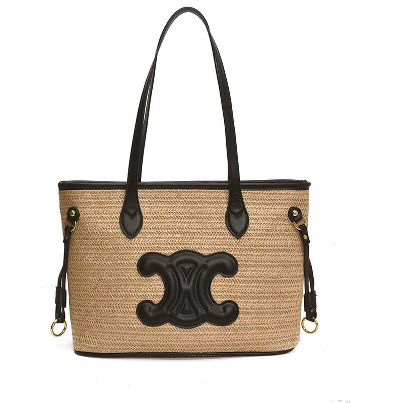 

Летняя новая вместительная сумка-подмышка, соломенная сумка через плечо, повседневная универсальная премиальная сумка-тоут