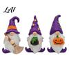 Indoor Decorative Props Halloween Gnome Resin Figurine Broom Cauldron Pumpkin Dwarf Collectible Seasonal Figures Statue for Desk Shelf Spooky