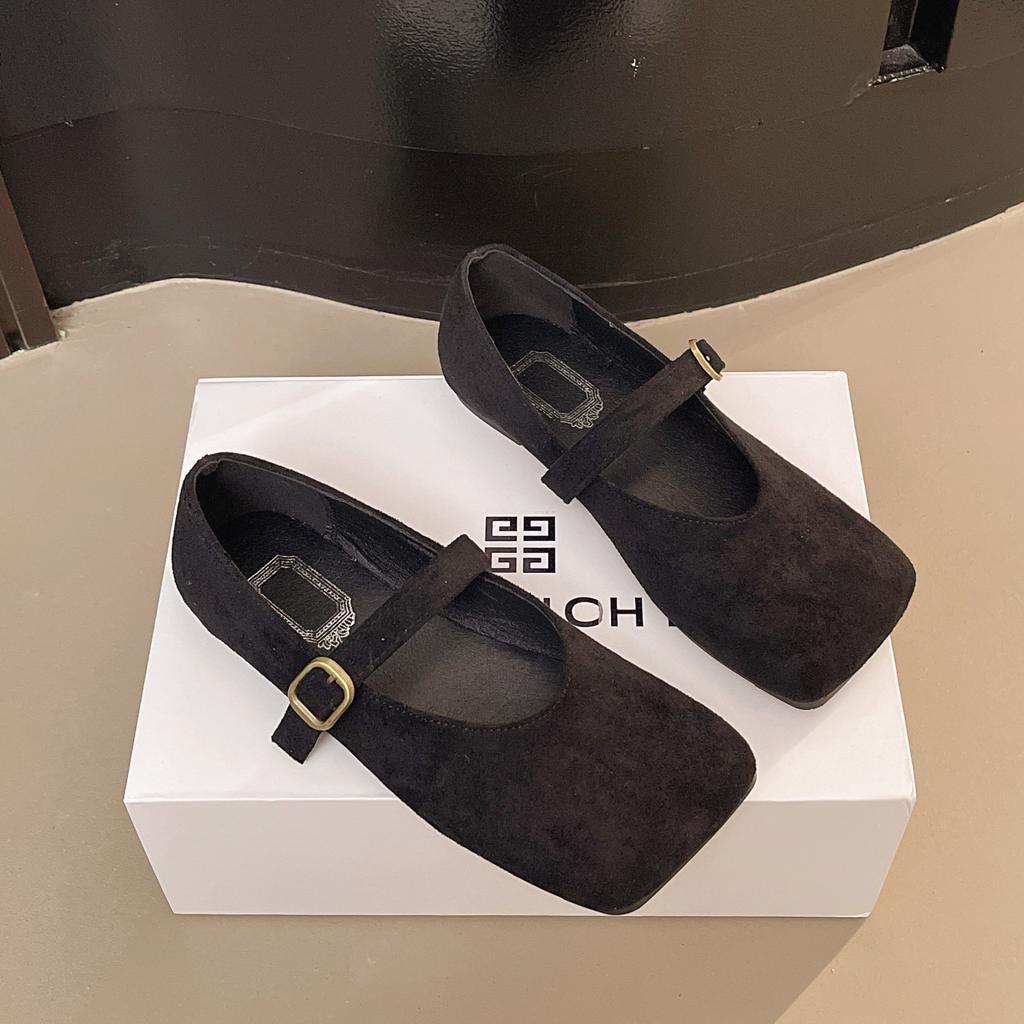 Retro Square Head Baotou Half Slippers Women's 2025 Spring New One-pedal Lazy Casual Flat Bottom Birken Baotou Drag