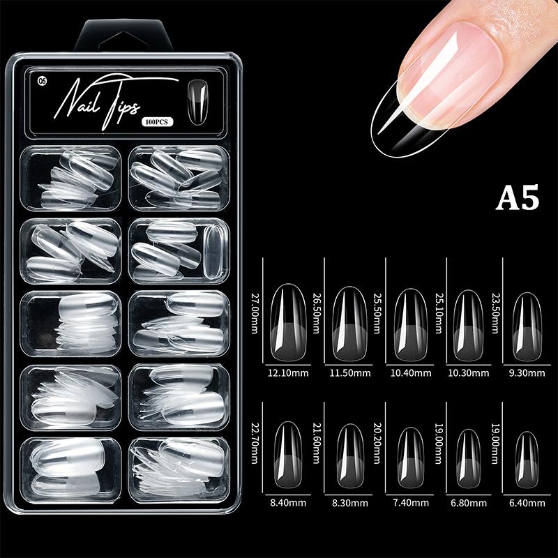 100Pcs Soft Gel False Nail Tips Short Square Coffin Almond Artificial Press On Fake Nails Extension Manicure Tools