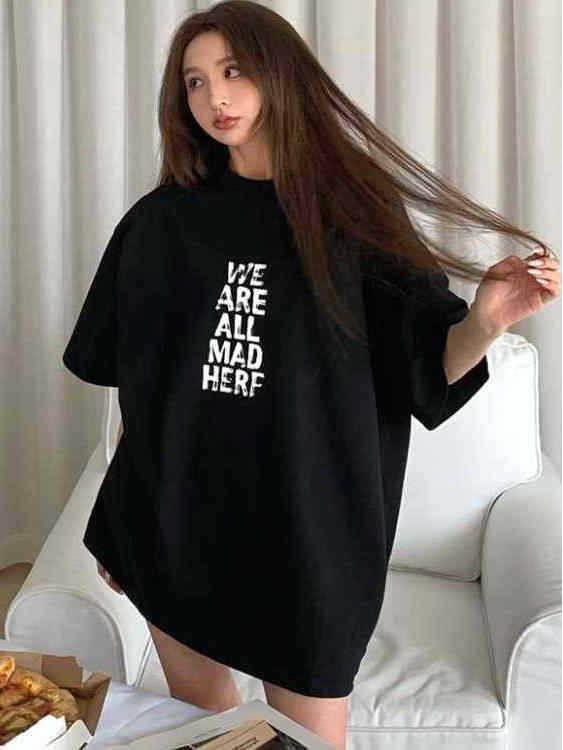Plus Size Korean Style Loose Fit Summer T-Shirt for Women