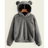 Autumn Winter Women's Hoodies Winter Women Long Sleeve Rabbit Ear Hood Sweatshirt Cute Plush Warm Casual Hoodie Tops