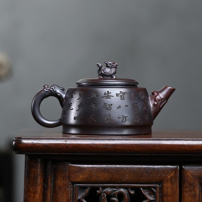 Yixing Handmade Purple Clay Teapot Hand-carved Dragon Pattern Tea Pot Beauty Tea Infuser Kettle Chinese Zisha Teaware