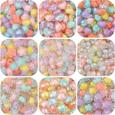 Acrylic Beads Colorful Pendant Heart Flower Charms For Jewelry Making DIY Necklaces Earrings Crafts Accessories