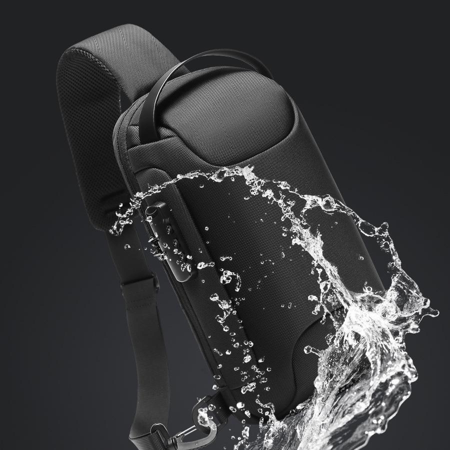 Borsa a tracolla impermeabile antifurto da uomo - Estiva ricaricabile, logo stampabile, alla moda, comoda borsa da petto per sport e strada.