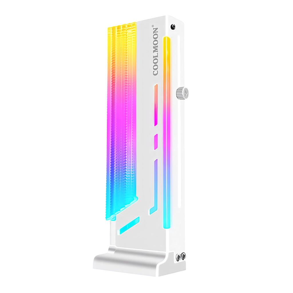 Small Lab COOLMOON Graphics Card Holder for and Video Magnetic Stand, Bracket, LED, ARGB, 5V, 3-pin GPUs, Cards, Support, Anti-Drop, Anti-Fall (White)