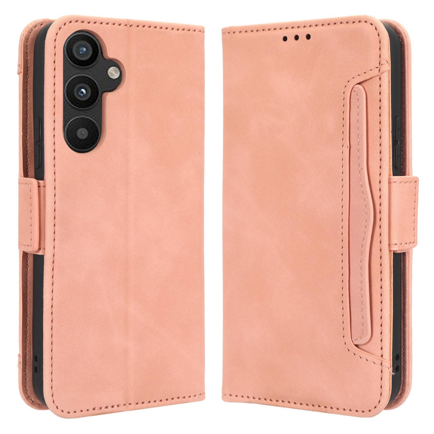 

Для Samsung Galaxy A34 5G Чехол для телефона из ПУ кожи с несколькими слотами для карт, противоударный, с магнитной застежкой, чехол-кошелек со стендом Pink