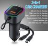 2-in-1 Car Charger Can Charge Four Devices Simultaneously and Switch Between Seven Color Ambient Lighting Color