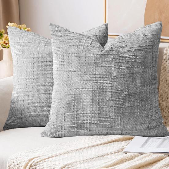 Textured Pillow Cover 18" x 18" Solid Color Throw Pillow Cover Decorative Pillow Case with Hidden Zipper for Couch Sofa Car Travel