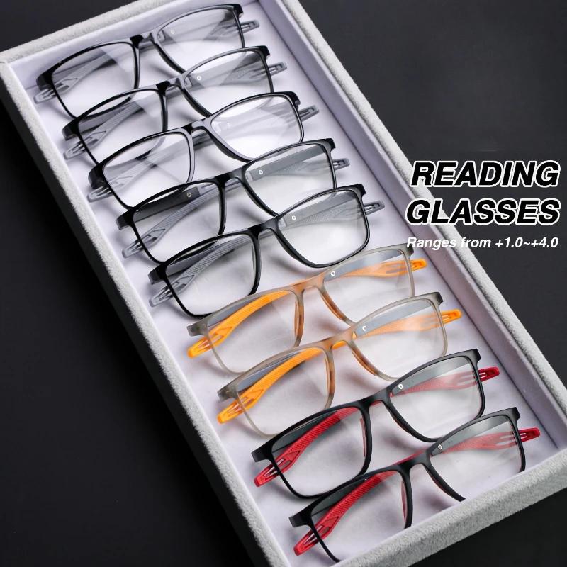 9 Piece Set Classic Casual Reading Glasses Ultra Light Frame Comfortable Nose Support Anti Slip Design for Men Women