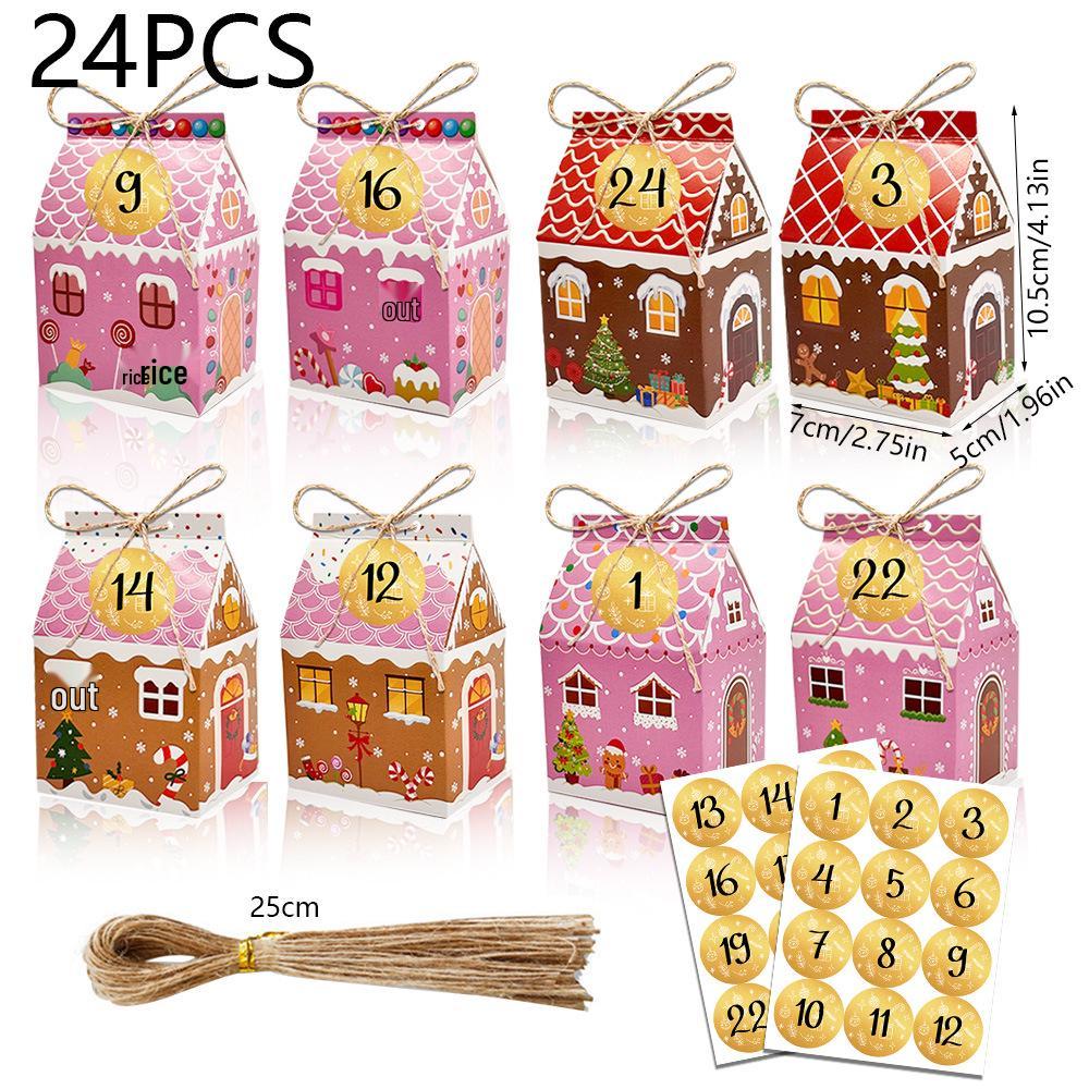 Creative Christmas Candy Apple Gift Box with Kraft Paper Bag - 24 Piece Set