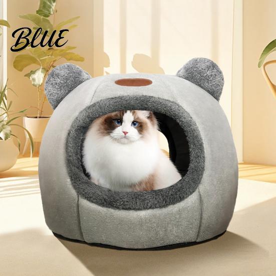 High-quality Cat Bed Bottom Lovely with Bear Cozy Pet Cute Cave Ears Non-Slip Winter Nest
