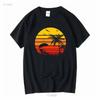 Sunset Beach Palm Trees Graphic Print T-shirt