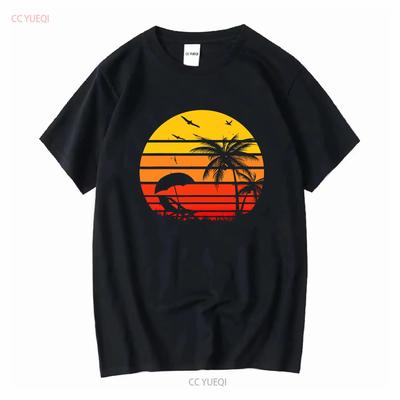 Sunset Beach Palm Trees Graphic Print T-shirt